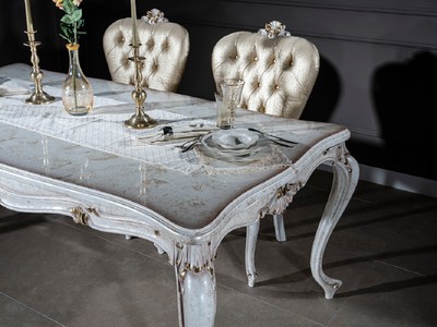 Casa Padrino Luxus Barock Esszimmerstuhl Gold / Antik Weiß / Gold - Handgefertigter Massivholz Küchenstuhl - Barock Esszimmer Möbel
