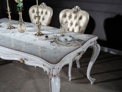 Luxus Barock Antik Stil Massivholz Esszimmerstuhl Luxury Baroque Antique Style Solid Wood Dining Chair