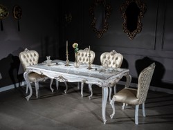 Luxus Barock Antik Stil Massivholz Esszimmerstuhl Luxury Baroque Antique Style Solid Wood Dining Chair