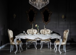 Luxus Barock Antik Stil Massivholz Esszimmerstuhl Luxury Baroque Antique Style Solid Wood Dining Chair
