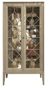 Casa Padrino vitrina de lujo gris 110 x 42 x A. 220 cm - Vitrina noble de madera maciza con 2 puertas de vidrio - Muebles de salón de lujo
