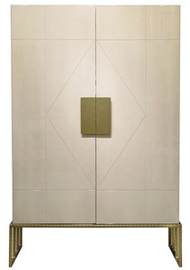 Casa Padrino armario de salón de diseño crema / latón 120 x 45 x A. 175 cm - Muebles de Salón - Calidad de Lujo

