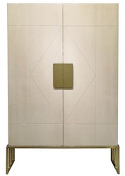 Casa Padrino armario de salón de diseño crema / latón 120 x 45 x A. 175 cm - Muebles de Salón - Calidad de Lujo
