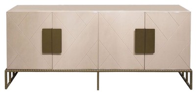 Casa Padrino aparador de diseño crema / latón 200 x 40 x A. 80 cm - Armario de cerámica para salón con 4 puertas - Muebles de Lujo