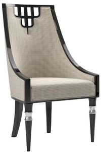 Casa Padrino silla de comedor Art Deco de lujo beige / negro / plata - Silla de cocina de madera maciza hecha a mano - Muebles de Comedor Art Deco Noble