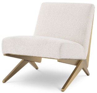 Casa Padrino sillón de lujo crema / latón 63,5 x 90,5 x A. 74 cm - Sillón de salón - Muebles de salón - Colección de Lujo
