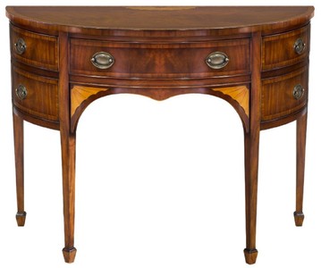 Casa Padrino cómoda Art Nouveau de lujo marrón oscuro / marrón claro 115 x 59 x A. 86 cm - Cómoda semicircular de caoba con cajón y 2 puertas - Muebles Art Nouveau