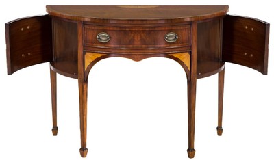 Casa Padrino Luxus Jugendstil Kommode Dunkelbraun / Hellbraun 115 x 59 x H. 86 cm - Halbrunde Mahagoni Kommode mit Schublade und 2 Türen - Jugendstil Möbel