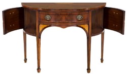 Casa Padrino cómoda Art Nouveau de lujo marrón oscuro / marrón claro 115 x 59 x A. 86 cm - Cómoda semicircular de caoba con cajón y 2 puertas - Muebles Art Nouveau