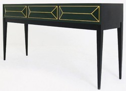 Casa Padrino luxury Art Deco console nero / verde / oro 180 x 49 x H. 92 cm - Consolle in legno massello con 3 cassetti in ottica 3D - Mobili Art Deco