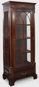 Casa Padrino vetrina di lusso marrone scuro 70 x 45 x A. 192 cm - Vetrina in mogano con anta in vetro e cassetto - Mobili da soggiorno in mogano di lusso