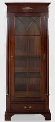 Casa Padrino luxury display cabinet dark brown 70 x 45 x H. 192 cm - Mahogany showcase cabinet with glass door and drawer - Luxury mahogany living room furniture