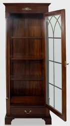 Casa Padrino luxury display cabinet dark brown 70 x 45 x H. 192 cm - Mahogany showcase cabinet with glass door and drawer - Luxury mahogany living room furniture