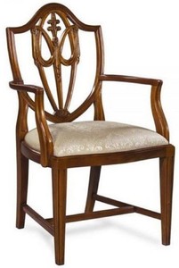 Casa Padrino chaise de salle à manger Art Déco de luxe avec accoudoirs marron foncé / or 58,4 x 50,8 x H. 99,1 cm - Chaise élégante en bois massif avec motif - Mobilier de Salle à Manger Art Déco