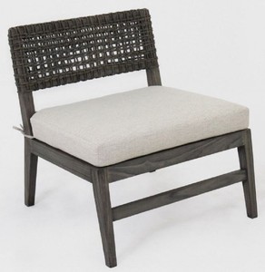 Casa Padrino poltrona di lusso grigio 75 x 75 x A. 75 cm - Poltrona da soggiorno in legno massello con intreccio in rattan e cuscino di seduta - Mobili Soggiorno - Mobili di Lusso