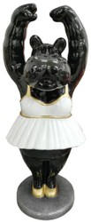 Casa Padrino luxury decorative sculpture hippo ballerina black / white / gold / gray 43 x 43 x H. 98 cm - Weatherproof decoration figure - Living room decoration - Garden decoration