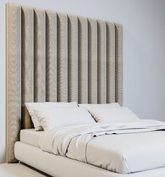 Casa Padrino testiera del letto in velluto di lusso beige 190 x 14 x A. 240 cm - Mobili Camera da Letto - Mobili Hotel - Collezione di Lusso