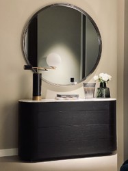 Luxus Sideboard Schrank mit Schubladen und Marmorplatte Anthrazitgrau Weiß Luxury Sideboard Cabinet with Drawers and Marble Top Anthracite Gray White