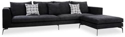Casa Padrino luxury velvet corner sofa black 320 x 180 x H. 45 cm - Modern living room sofa with adjustable stool - Living room furniture
