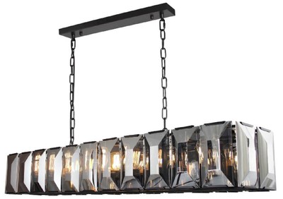 Casa Padrino lustre de luxe noir / gris 190 x 42 x H. 36 cm - Lustre de salon moderne - Collection de Luxe