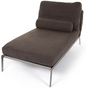 Casa Padrino chaise longue di lusso in camoscio marrone / argento 160 x 80 x A. 85 cm - Poltrona relax soggiorno in pelle nabuk con cuscini - Mobili soggiorno di lusso