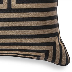 Casa Padrino cojín decorativa de lujo negro / oro 60 x 40 cm - Almohada decorativa rectangular con patrón elegante - Calidad de Lujo - Colección Hotel 