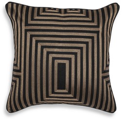 Casa Padrino cojín decorativa de lujo negro / oro 50 x 50 cm - Almohada decorativa noble con patrón elegante - Calidad de Lujo - Colección Hotel 