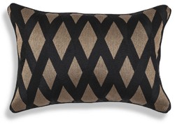 Casa Padrino coussin décoratif de luxe noir / or 60 x 40 cm - Oreiller décoratif rectangulaire avec motif de diamant élégant - Qualité de Luxe - Collection Hôtel