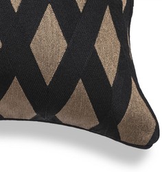 Casa Padrino coussin décoratif de luxe noir / or 60 x 40 cm - Oreiller décoratif rectangulaire avec motif de diamant élégant - Qualité de Luxe - Collection Hôtel