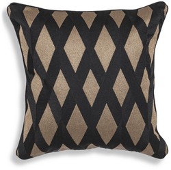 Casa Padrino cuscino decorativo di lusso nero / oro 50 x 50 cm - Cuscino decorativo nobile con motivo a rombi elegante - Qualità di Lusso - Collezione di Hotel 