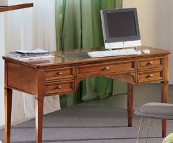Casa Padrino scrivania Art Nouveau di lusso marrone / ottone antico / verde / oro 140 x 70 x A. 80 cm - Tavolo da ufficio in legno massello con 5 cassetti - Mobili per Ufficio Barocco e Art Nouveau