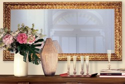 Casa Padrino miroir baroque de luxe or 148 x 5,5 x H. 90 cm - Miroir mural en bois massif noble de style baroque - Miroir armoire style antique - Miroir de salon - Mobilier Baroque