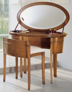 Casa Padrino consolle per il trucco Biedermeier di lusso con sedia marrone / bianco - Mobili Camera da Letto - Mobili per Hotel - Qualità di Lusso - Fatto in Italia