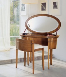 Casa Padrino luxury Biedermeier make-up console with chair brown / white - Bedroom Furniture - Hotel Furniture - Luxury Quality - Made in Italy