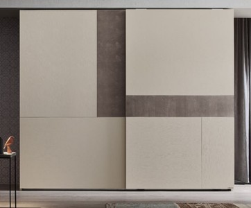 Casa Padrino armadio da camera da letto di lusso crema / grigio 295 x 68 x A. 250 cm - Armadio in legno massello con 2 ante scorrevoli - Mobili camera da letto di lusso