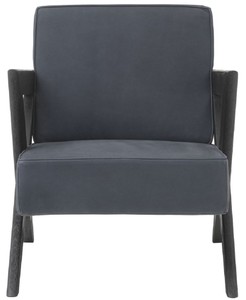 Casa Padrino Luxus Echtleder Sessel Blau / Schwarz 63 x 79 x H. 76 cm - Wohnzimmer Sessel mit edlem Büffelleder - Luxus Möbel