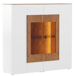 Beleuchtete Luxus Massivholz Vitrine Schrank Barschrank Weiß Braun Illuminated Luxury Solid Wood Showcase Cabinet Bar Cabinet White Brown 