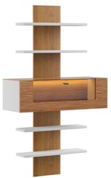 Casa Padrino mensola a muro marrone / bianco 110,6 x 40,4 x A. 193,4 cm - Mensola a muro moderna in legno massello illuminata - Mobili da soggiorno moderni