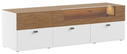 Casa Padrino cabinet de télévision marron / blanc 180 x 48 x H. 55 cm - Meuble TV lumineux en bois massif avec tiroirs - Mobilier de salon moderne