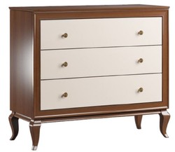 Casa Padrino commode Art Déco de luxe en bois massif avec 3 tiroirs marron foncé / crème 108,7 x 43,5 x H. 95,5 cm - Mobilier Art Déco