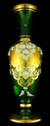 Casa Padrino Luxury Baroque Deco Glass Vase Green / Multicolor / Gold H. 40 cm - Handmade & hand-painted flower vase - Hotel & Restaurant Accessories - Luxury Quality