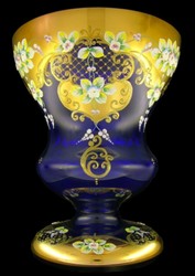 Casa Padrino luxury baroque glass vase blue / multicolor / gold H. 40 cm - Handmade & hand-painted flower vase - Baroque Decoration - Noble & Magnificent