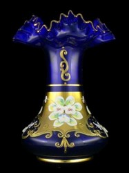 Luxus Barock Glas Vase Blumenvase Blau Mehrfarbig Gold Luxury Baroque Glass Vase Flower Vase Blue Multicolor Gold