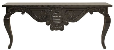 Casa Padrino consola barroco de lujo negro 200 x 45 x A. 85 cm - Consola de madera maciza hecha a mano - Muebles de Hotel Barroco - Calidad de Lujo