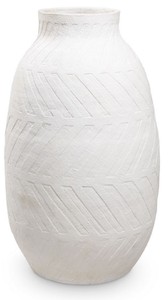 Casa Padrino Luxury Clay Vase White Ø 60 x H. 106.5 cm - Handmade Round Deco Vase - Living Room Deco - Garden Deco - Deco Accessories