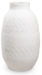 Casa Padrino Luxury Clay Vase White Ø 60 x H. 106.5 cm - Handmade Round Deco Vase - Living Room Deco - Garden Deco - Deco Accessories