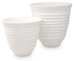 Casa Padrino luxury clay vases set white - 2 Handmade round decorative vases - Living Room Deco - Garden Deco - Deco Accessories
