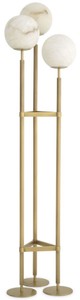 Casa Padrino Luxus Stehleuchte Antik Messing / Alabaster 42,5 x 37 x H. 172 cm - Moderne Stehlampe mit runden Alabaster Lampenschirmen - Luxus Leuchten