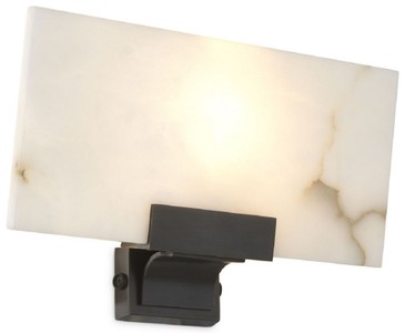 Casa Padrino lámpara de pared de lujo alabastro / bronce 30 x 8 x A. 19 cm - Elegante lámpara de pared con pantalla de alabastro - Colección de Lujo