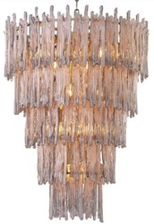 Luxus Glas Kronleuchter Messingfarben Grau Runder Kronleuchter Designer Kronleuchter Luxury Glass Chandelier Brass Gray Round Chandelier Brass Designer Chandelier